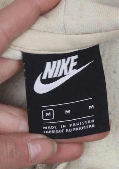 Nike Women Beige Pullover Hoodie M Cotton Blend Casual Sportswear