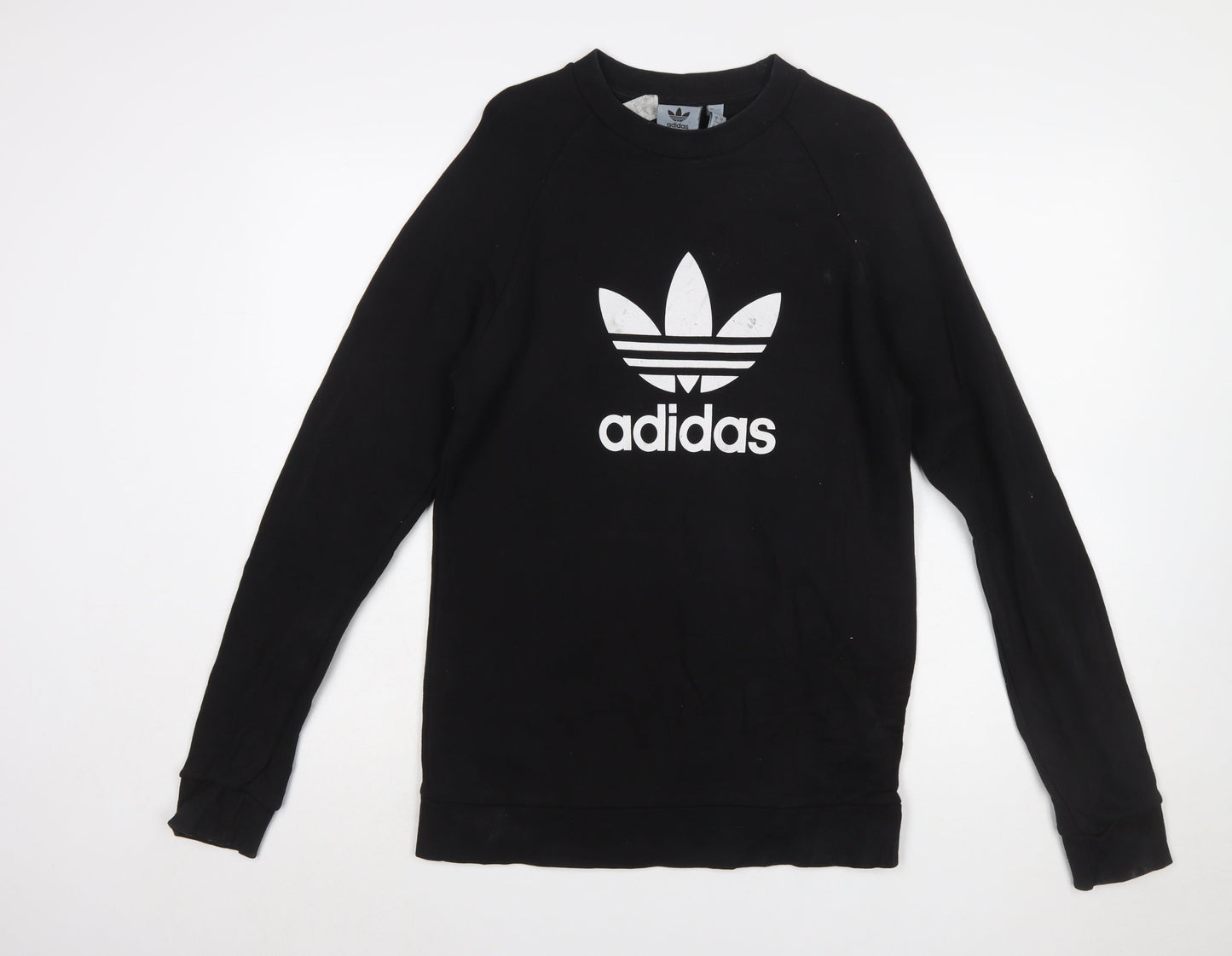 Adidas Men's Black Small Pullover Crew Neck Logo Sweatshirt