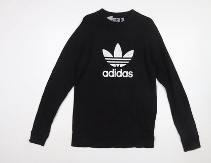 Adidas Men's Black Small Pullover Crew Neck Logo Sweatshirt