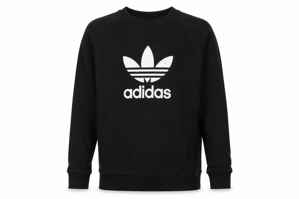 Adidas Men's Black Small Pullover Crew Neck Logo Sweatshirt