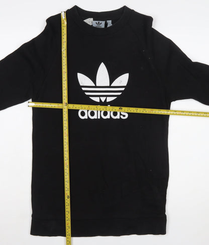 Adidas Men's Black Small Pullover Crew Neck Logo Sweatshirt
