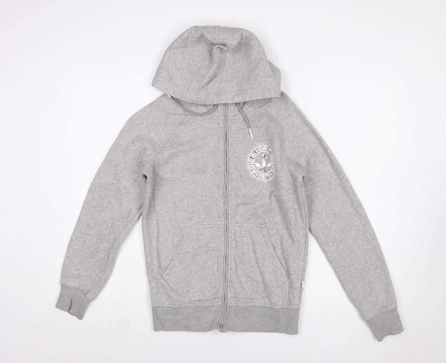 Adidas Originals Women's Grey Full Zip Hoodie Size 10 Cotton Blend
