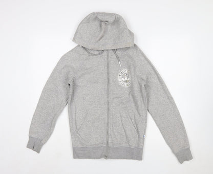 Adidas Originals Women's Grey Full Zip Hoodie Size 10 Cotton Blend