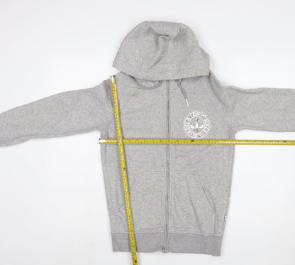 Adidas Originals Women's Grey Full Zip Hoodie Size 10 Cotton Blend