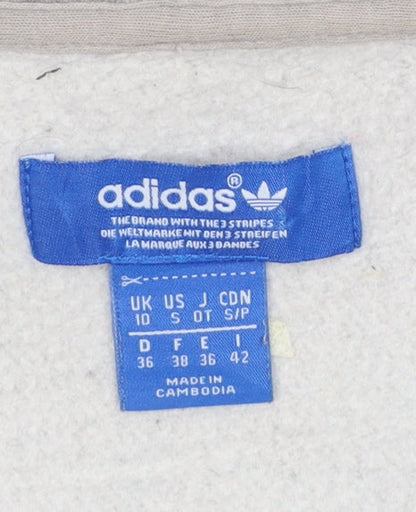 Adidas Originals Women's Grey Full Zip Hoodie Size 10 Cotton Blend