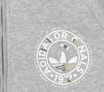 Adidas Originals Women's Grey Full Zip Hoodie Size 10 Cotton Blend