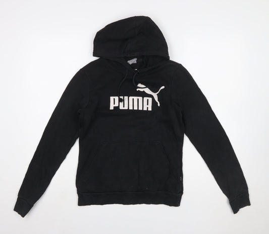 Puma Womens Black XS Pullover Hoodie with Logo Print