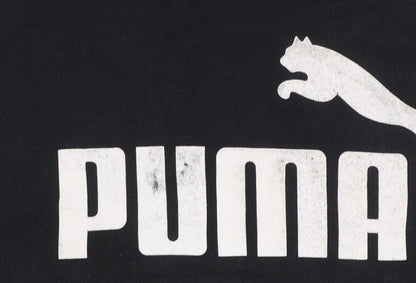 Puma Womens Black XS Pullover Hoodie with Logo Print