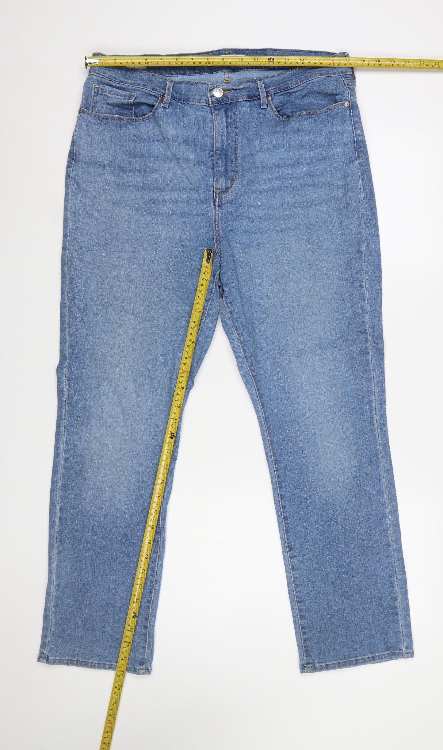 Levi Strauss Women Blue Straight Jeans Size 18S Stretch Denim