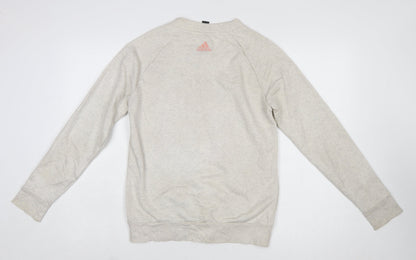 Adidas Women Beige Crew Neck Pullover Sweatshirt Size 8 Cotton Blend