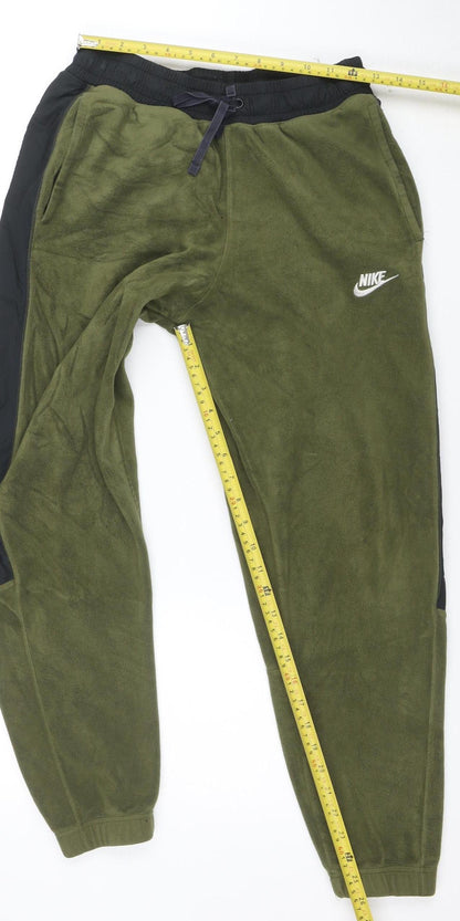 Nike Men's Green Fleece Jogger Trousers Size S Elastic Waist