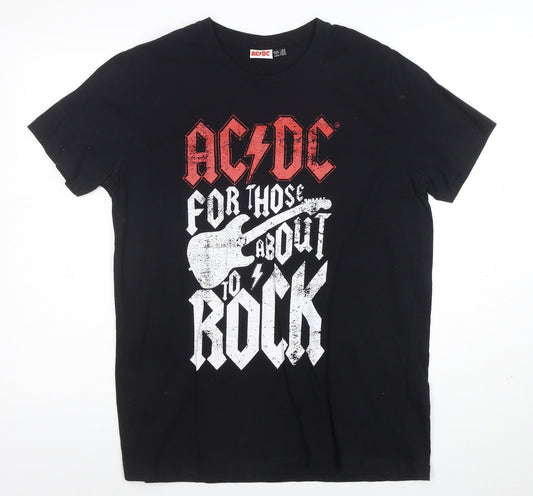 AC/DC Men's Black Cotton Rock Band Graphic T-Shirt Size L