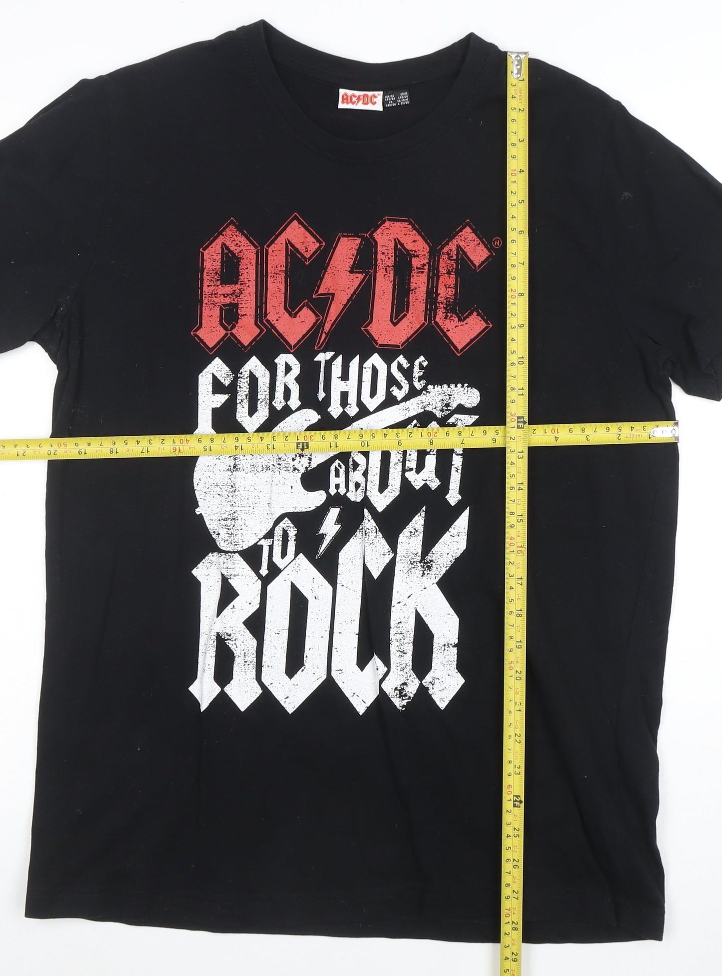AC/DC Men's Black Cotton Rock Band Graphic T-Shirt Size L