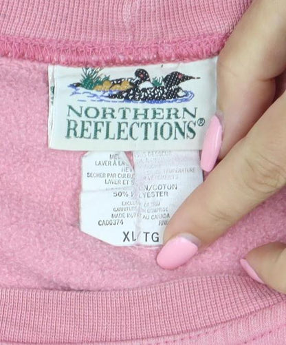 Northern Reflections Women Pink XL Pullover Sweatshirt Cotton Blend