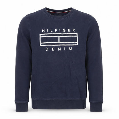 Tommy Hilfiger Men Blue S Pullover Crew Neck Graphic Sweatshirt