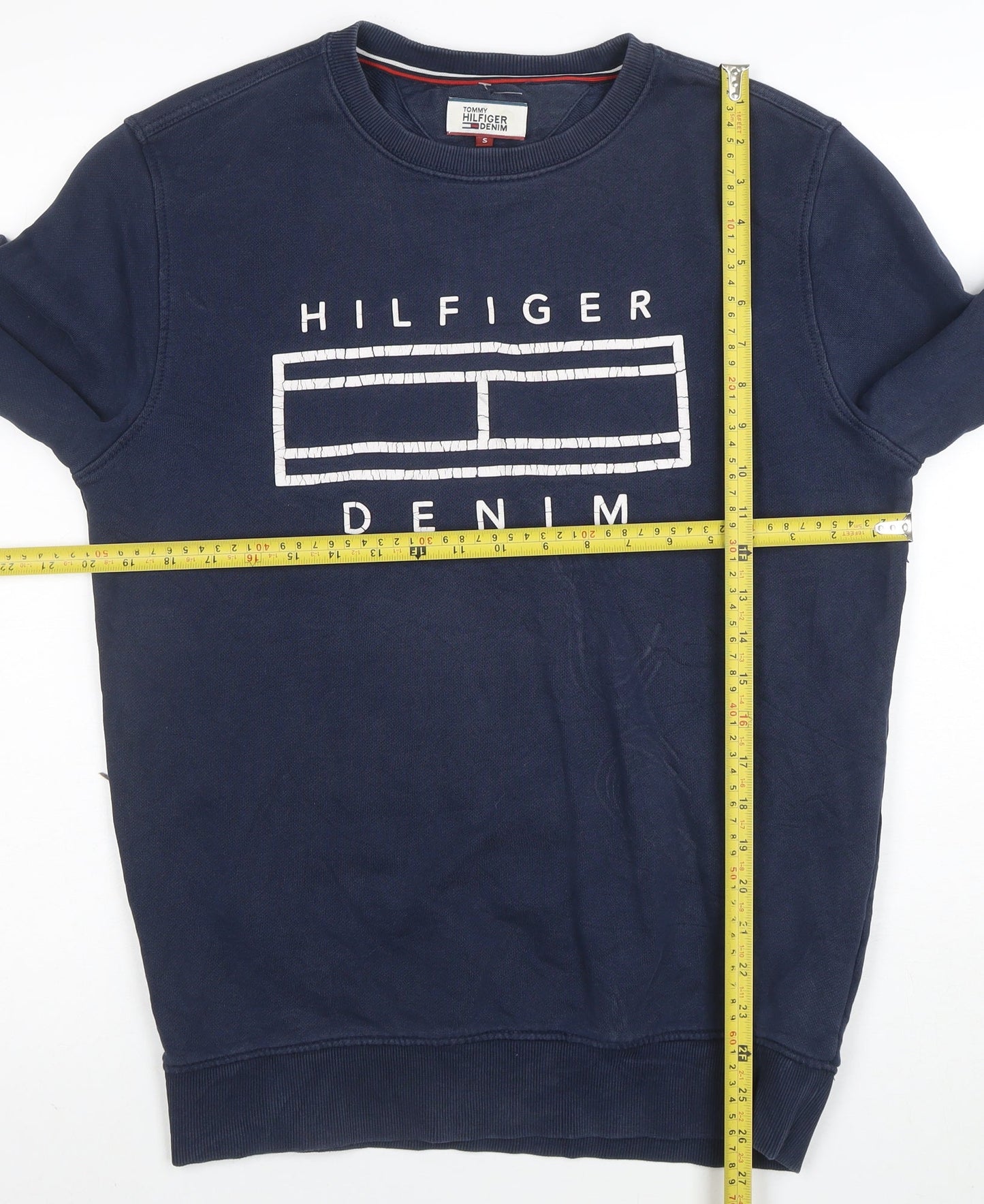 Tommy Hilfiger Men Blue S Pullover Crew Neck Graphic Sweatshirt
