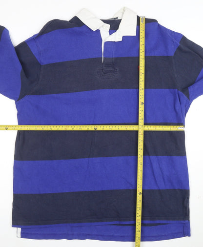 Polo Ralph Lauren Men's Blue & Navy Long Sleeve Rugby Polo L 100% Cotton