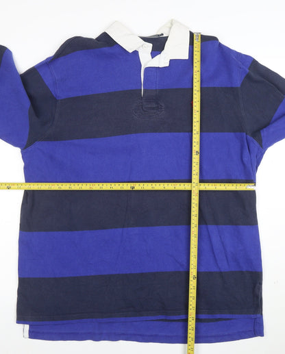 Polo Ralph Lauren Men's Blue & Navy Long Sleeve Rugby Polo L 100% Cotton