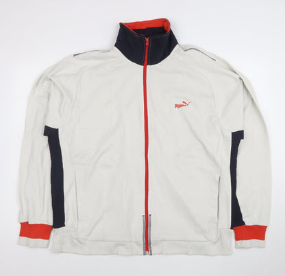 Puma Men's XL White Full Zip Sweatshirt with Red Trim