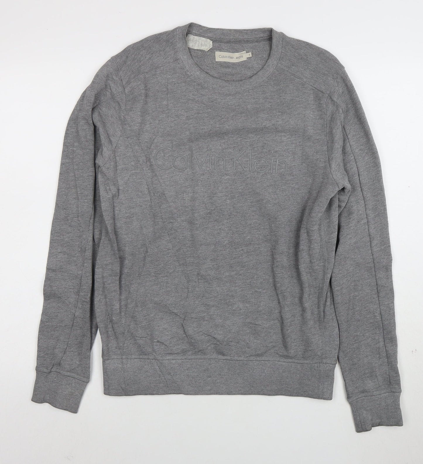 Calvin Klein Jeans Men’s Grey Logo Pullover Sweatshirt Size S