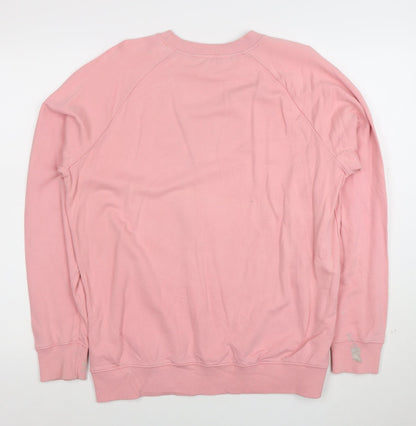 Lee Women Pink Cotton Regular Fit Crew Neck Sweatshirt L