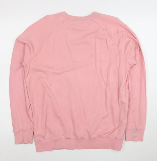 Lee Women Pink Cotton Regular Fit Crew Neck Sweatshirt L