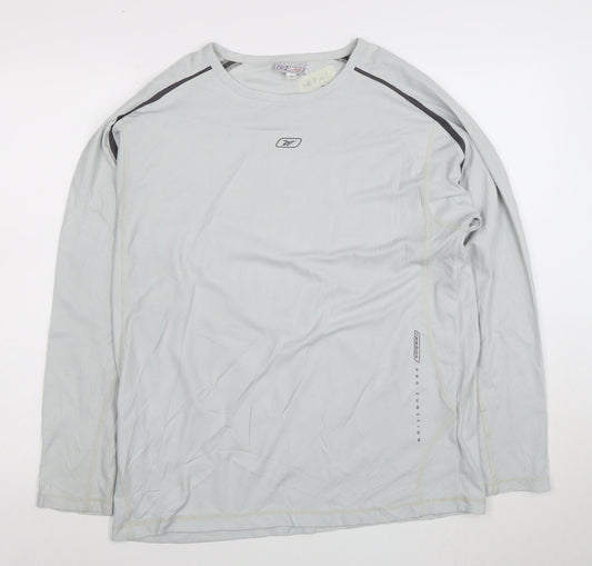 Reebok Men’s Grey Long Sleeve Athletic T-Shirt M Moisture Wicking