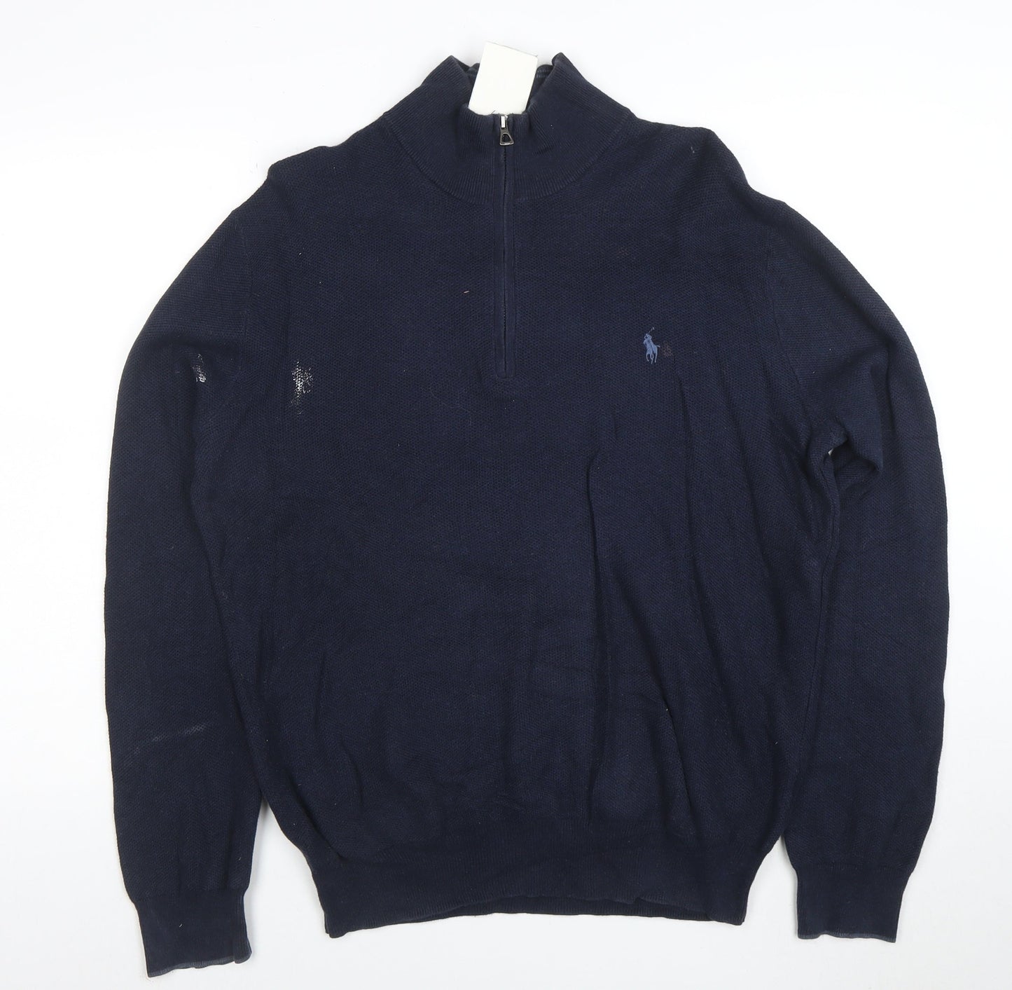 Polo Ralph Lauren Men's Blue L Half Zip Cotton Jumper