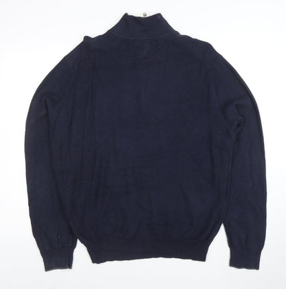 Polo Ralph Lauren Men's Blue L Half Zip Cotton Jumper