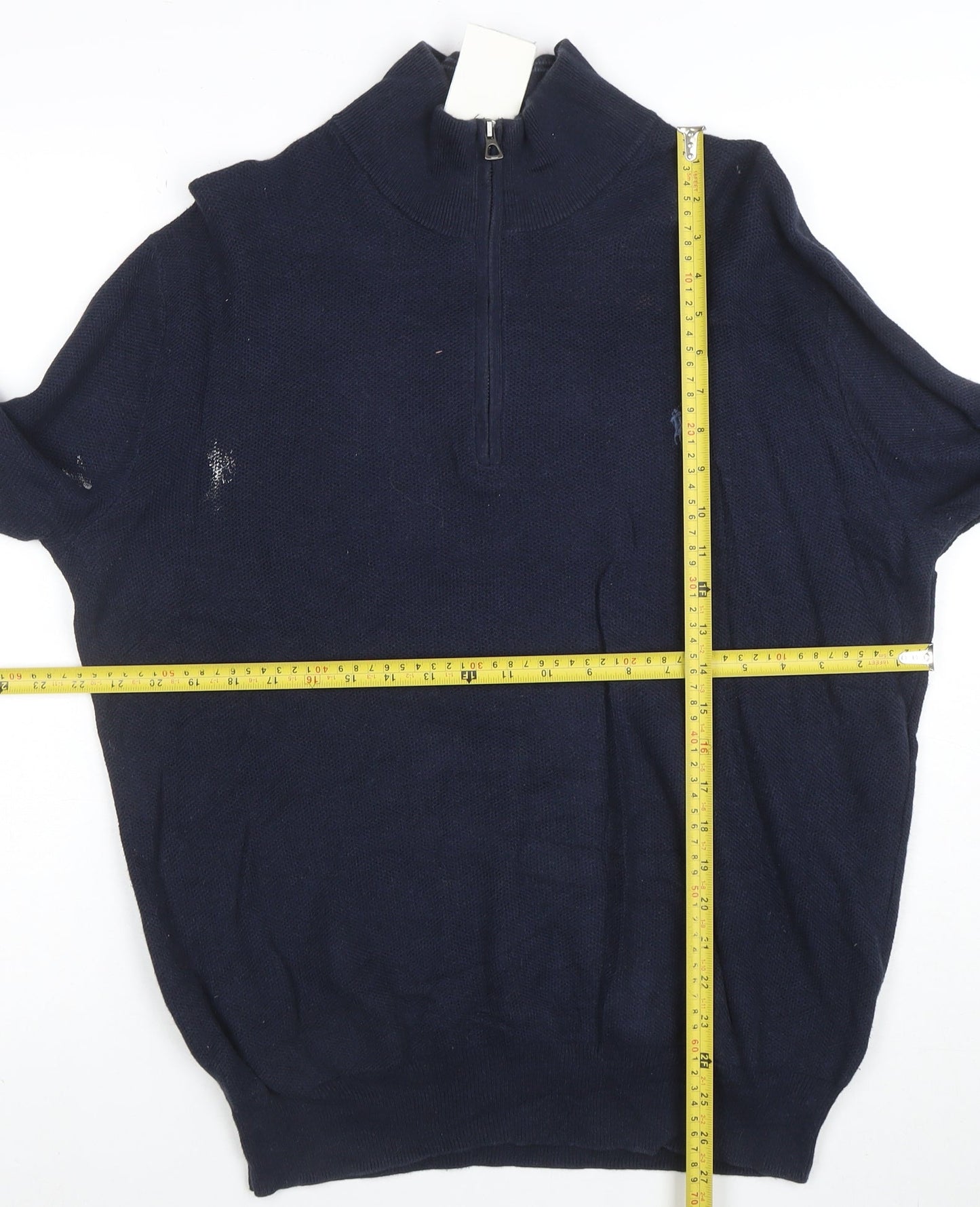 Polo Ralph Lauren Men's Blue L Half Zip Cotton Jumper