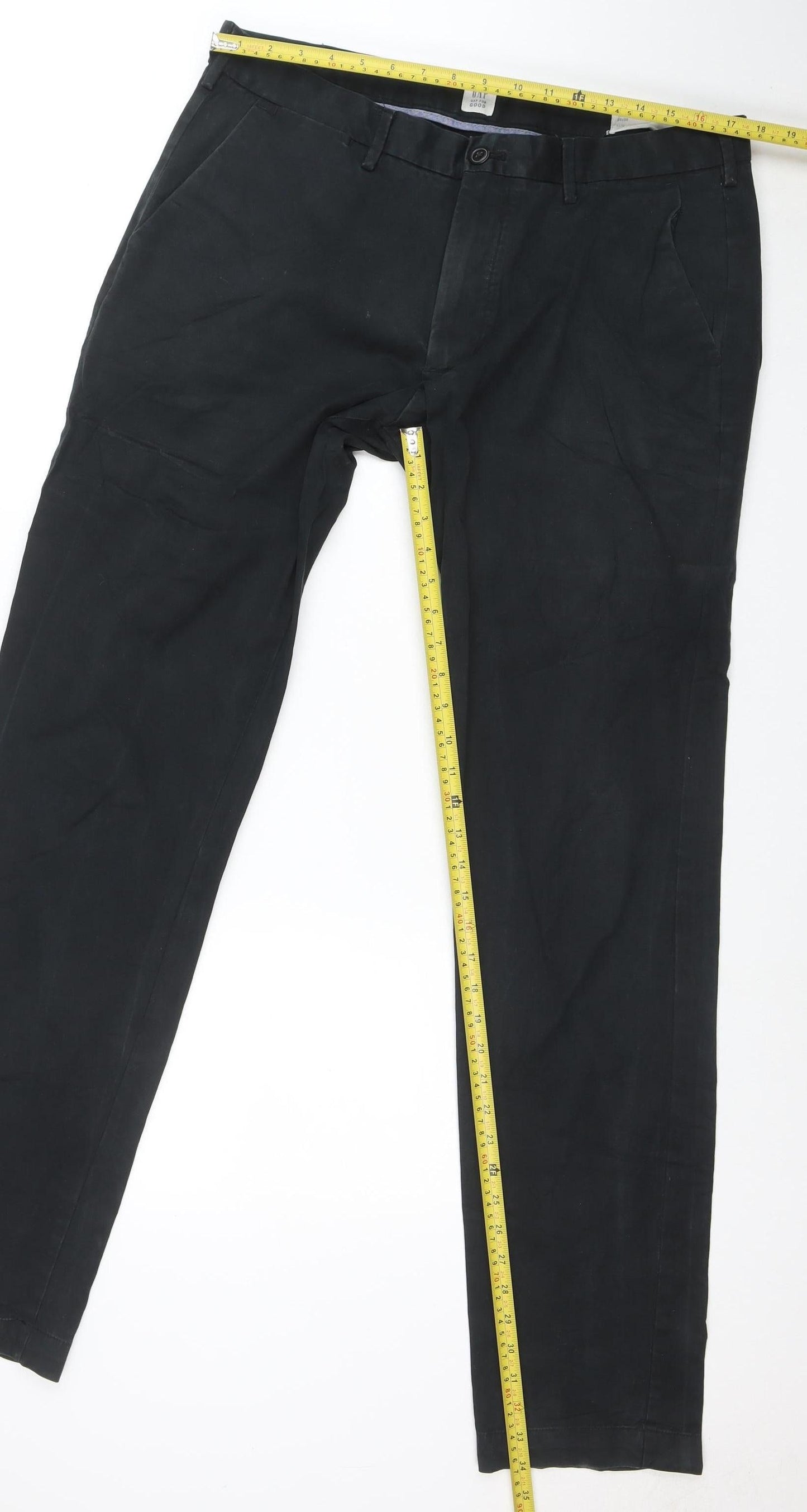 GAP Men's Black Slim Fit Chino Trousers 36x36 Cotton Stretch