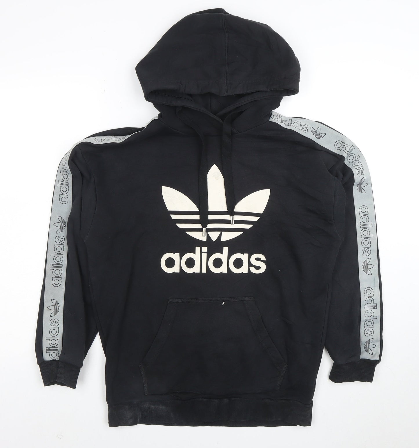 Adidas Women Black Size 10 Pullover Hoodie with Logo & Pockets