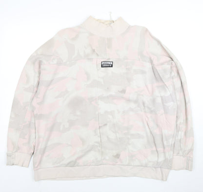 Adidas Women's Beige Camo Crew Neck Pullover Sweatshirt Size 14 M