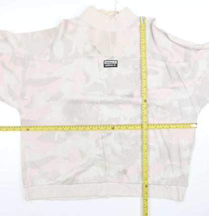 Adidas Women's Beige Camo Crew Neck Pullover Sweatshirt Size 14 M