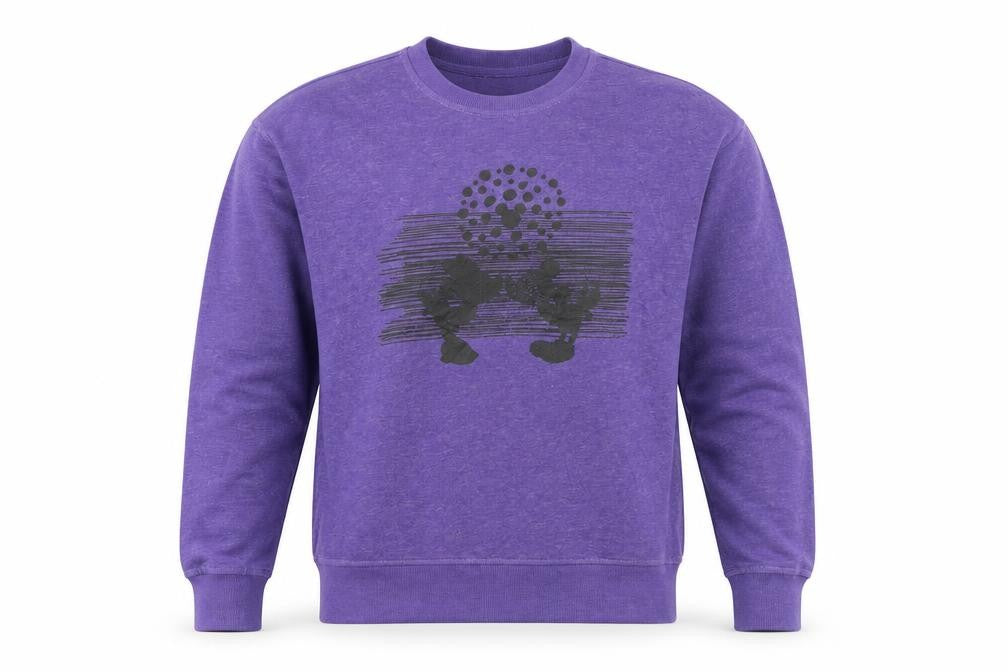 Disney Womens Purple Crew Neck Pullover Sweatshirt M Mickey Graphic