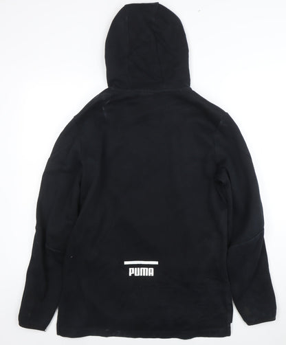 Puma Women Black Small Hooded Pullover Sweatshirt with Logo