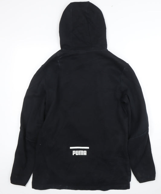 Puma Women Black Small Hooded Pullover Sweatshirt with Logo