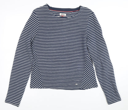 Tommy Hilfiger Denim Women's Blue Striped Long Sleeve Cotton T-Shirt M