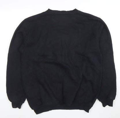 FILA Mens Black Pullover Sweatshirt L Logo Crew Neck Sportswear