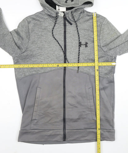 Under Armour Men Grey Full Zip Hooded Fleece Hoodie Size M