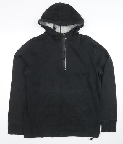 DC Mens Black Half Zip Hoodie Medium Fleece Streetwear