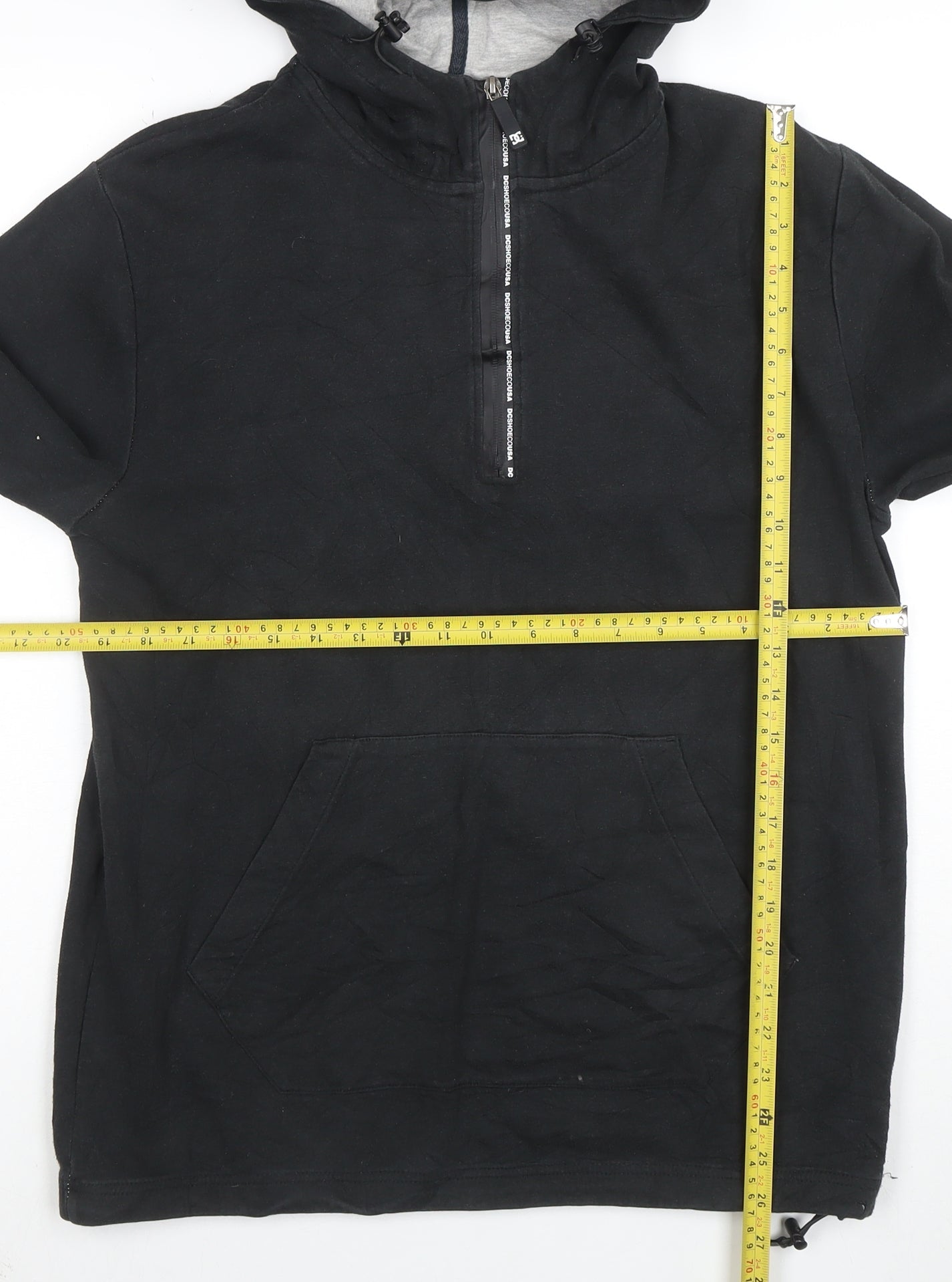 DC Mens Black Half Zip Hoodie Medium Fleece Streetwear