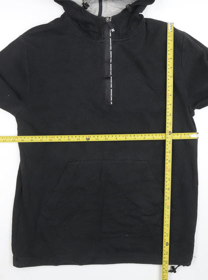 DC Mens Black Half Zip Hoodie Medium Fleece Streetwear