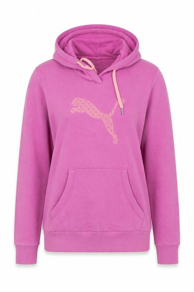 Puma Womens Pink Pullover Hoodie Size 10 Cotton Blend Logo Design