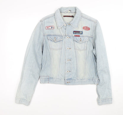 Big Star Womens Blue Denim Jacket M Classic Button Front Logo Style