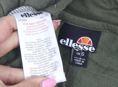 Ellesse Men's Green Pullover Hoodie Small Logo Fleece Sweatshirt