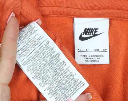 Nike Womens Orange XS Pullover Hoodie Sweatshirt Cotton Blend