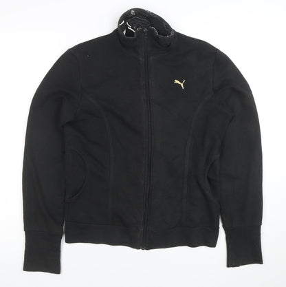 Puma Women's Black Size 12 Full Zip Sweatshirt with Gold Logo