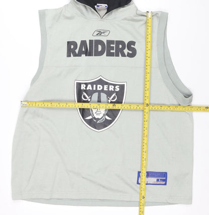 Reebok Men’s Grey Raiders Sleeveless Hooded Vest L Regular Fit