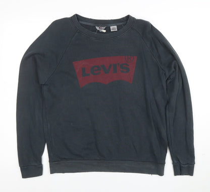 Levi's Men's Black Crew Neck Graphic Logo Pullover Sweatshirt Size S